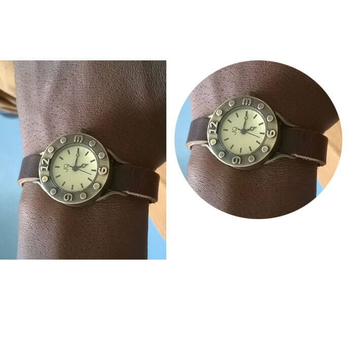 Male leather charm bracelet watch
